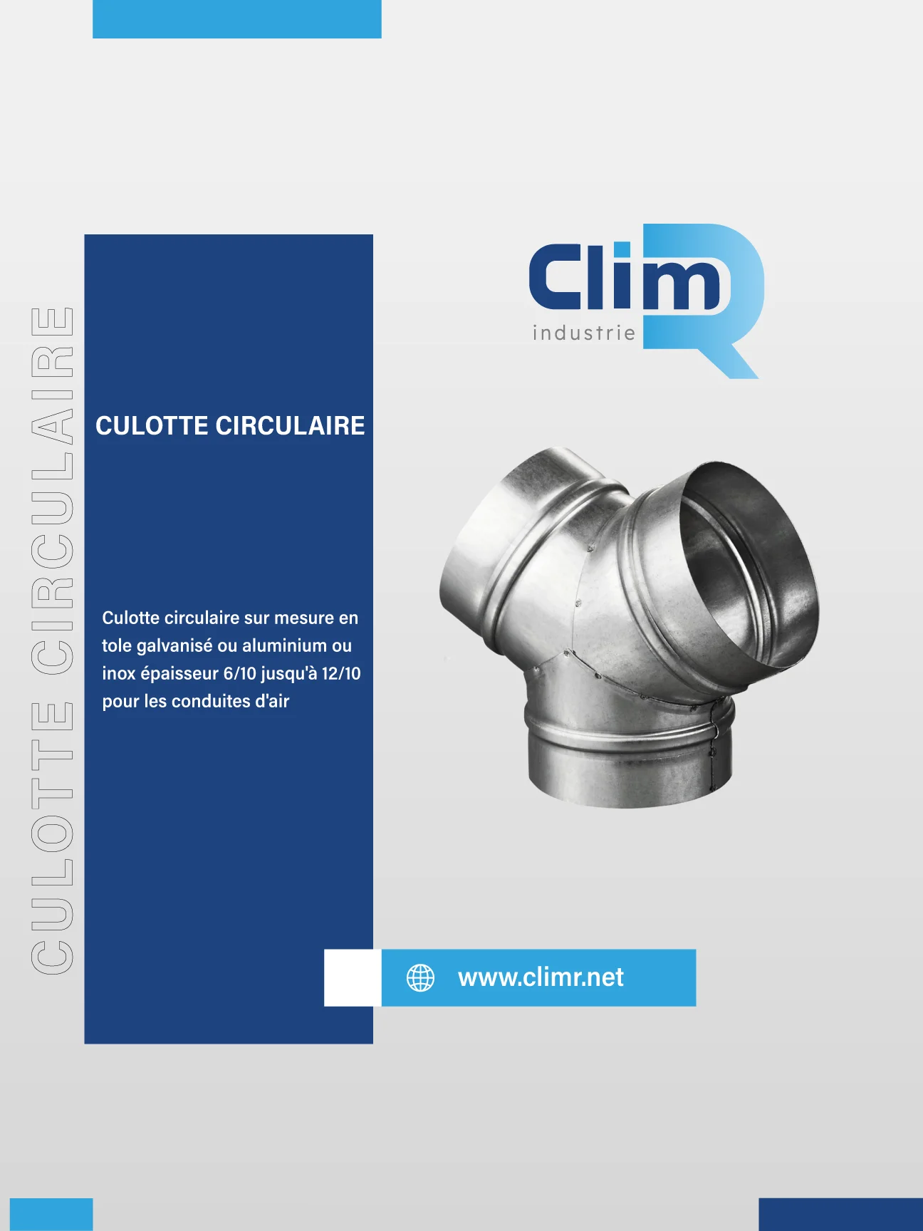 Culotte circulaire sur mesure en tôle galvanisée ou inox, dérivation en Y pour réseau aéraulique – Clim R Industrie