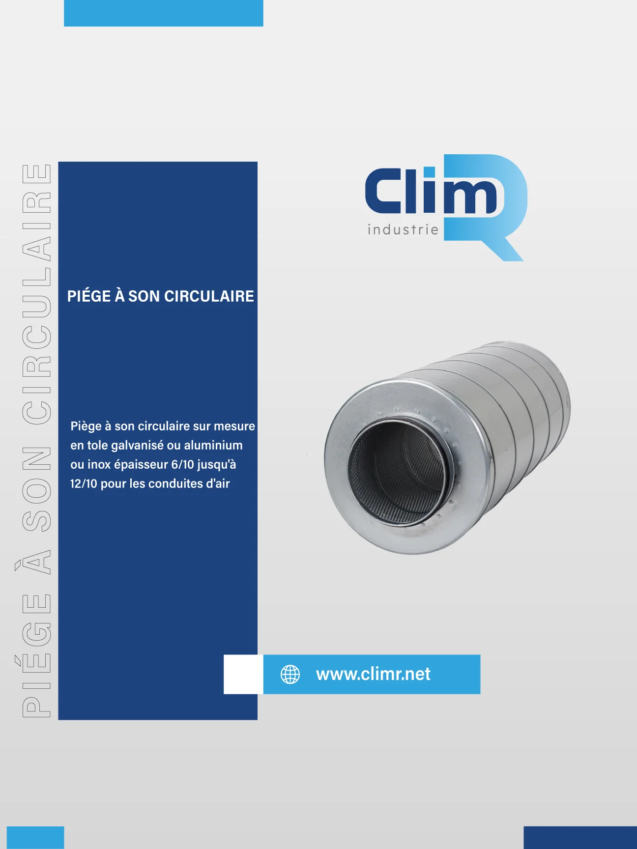 Piège à son circulaire silencieux sur mesure en tôle galvanisée ou inox, atténuateur acoustique pour conduit d'air – Clim R Industrie